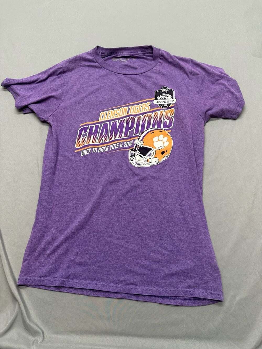 Clemson Tigers ACC Champions Back to Back 2015 & 2016 Purple T-Shirt
